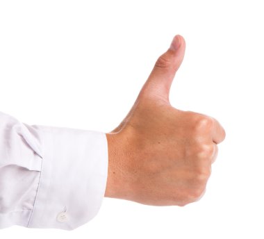 Businessman's hand with thumb up clipart