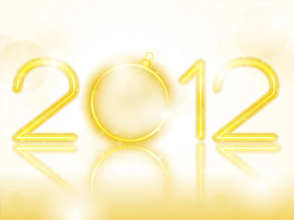 2012 goldener Neon mit Weihnachtskugel — Stockvektor