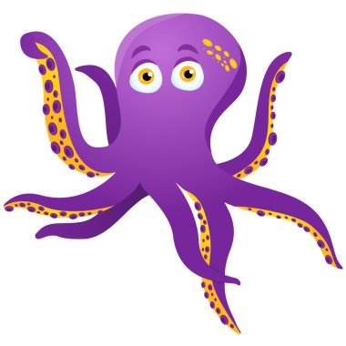 Purple Octopus Isolated on white clipart