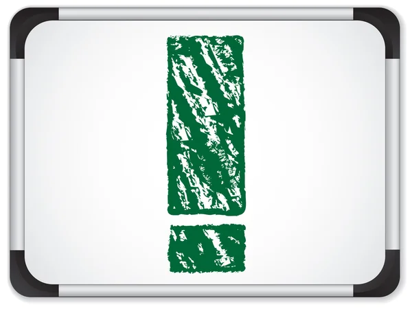 Quadro branco com marca de exclamação escrito em verde —  Vetores de Stock