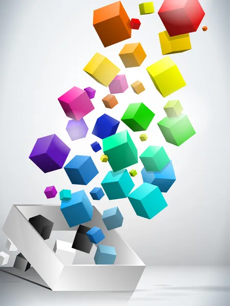 Kleurrijke vliegende kubussen achtergrond — Stockvector