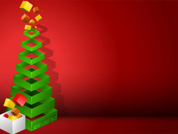 Arbre de Noël Pyramide géométrique avec cadeaux — Image vectorielle