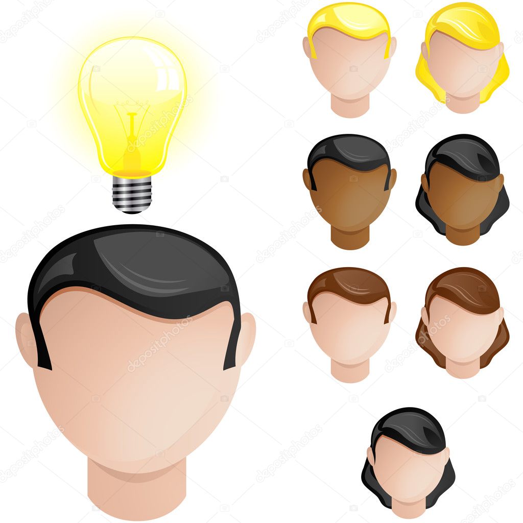 Heads with Creativity Light Bulb