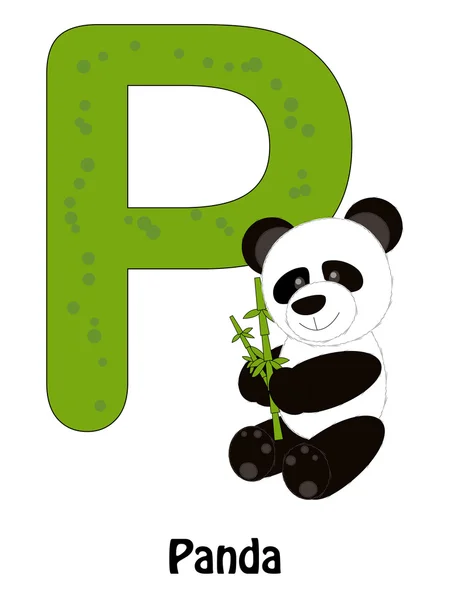 Panda mit Buchstabe p — Stockvektor