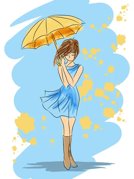 Dívka s deštníkem — Stockový vektor