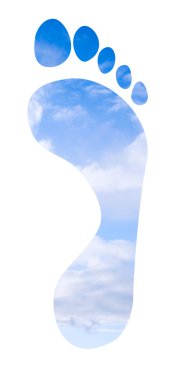 Footprint on a blue sky clipart