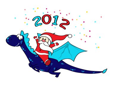 Santa on dragon clipart