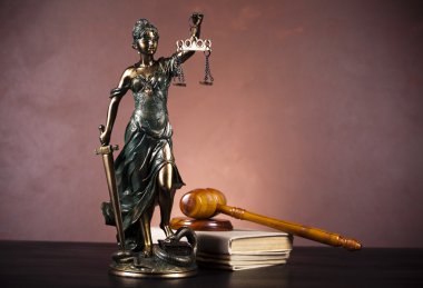 Antique statue of justice, law clipart