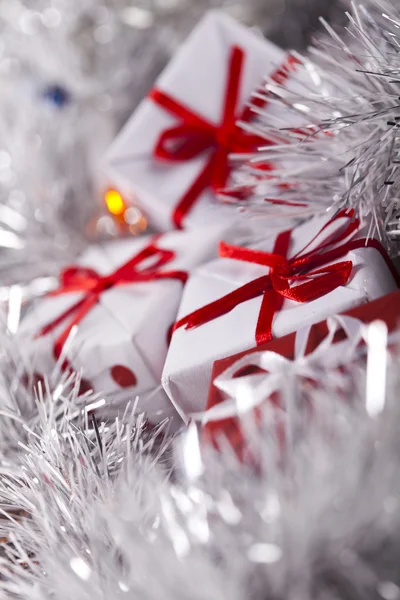 Vánoční dekorace, dárky — Stock fotografie