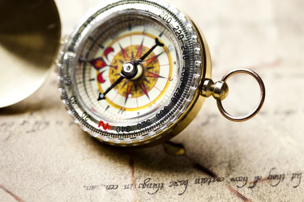 Old map with compass — Stock Photo, Image