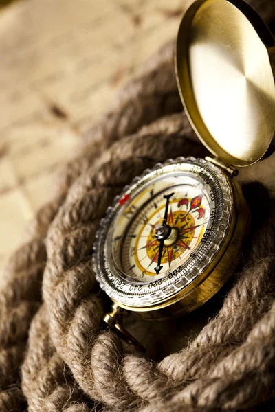 Old map with compass — Stock Photo, Image