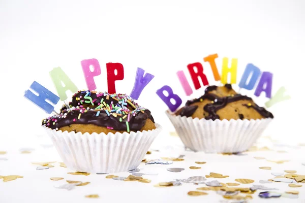 Cupcakes ortografia buon compleanno — Foto Stock