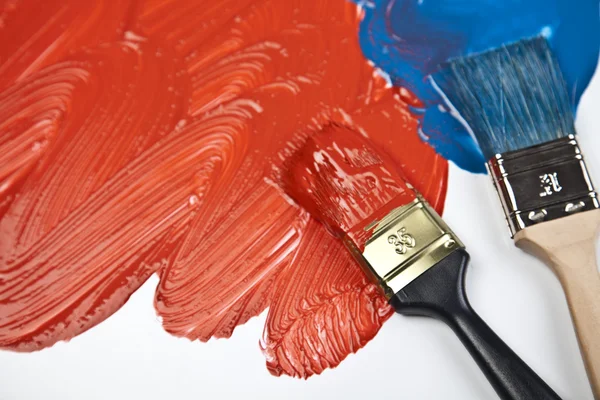Cepillo y muestras de pintura — Foto de Stock