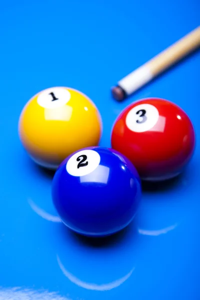 Billiard balls isolate on blue — Stock Photo, Image