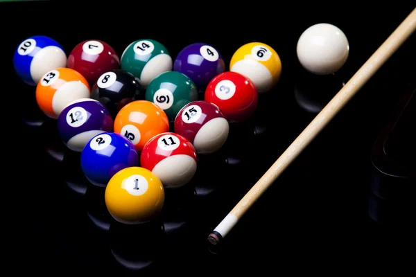Billiard balls isolated on black — Stock Photo, Image