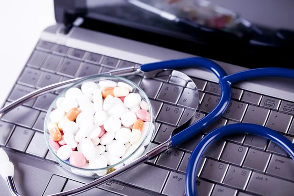 stock image Laptop, notebook and Stethoscope