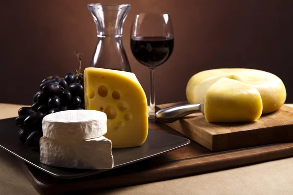 Vin și brânză Still Life — Fotografie, imagine de stoc