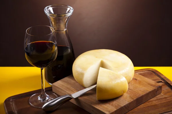 stock image Cheese and red wine