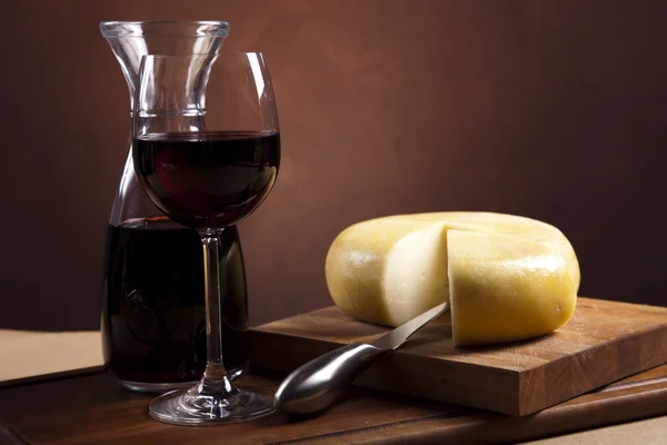 stock image Cheese and red wine