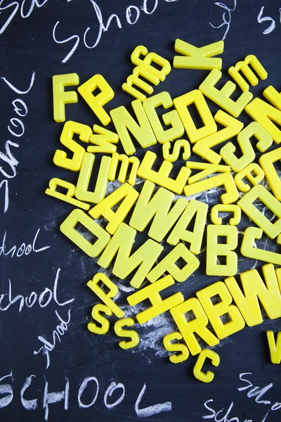 Okulun arka plan, harf ve yazı tahtası — Stok fotoğraf