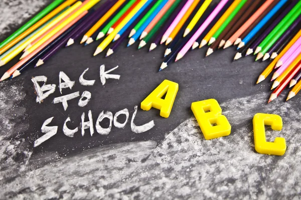 De volta à escola, inscrição no quadro negro — Fotografia de Stock