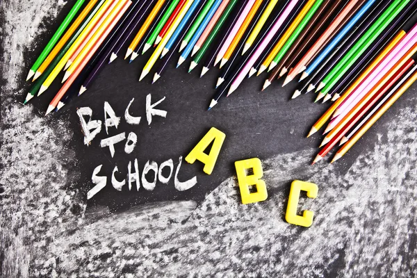 Inscription on a school chalkboard, back to school — Stock Photo, Image
