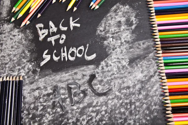 Back to school, nscription on blackboard — Stock Photo, Image