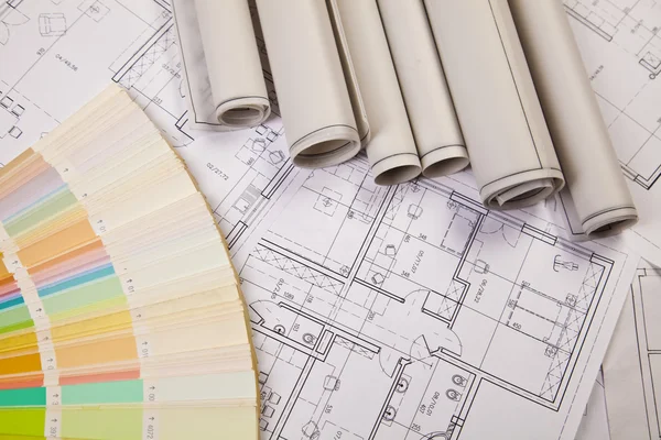 Architektura planowania designe wnętrz na papierze — Zdjęcie stockowe