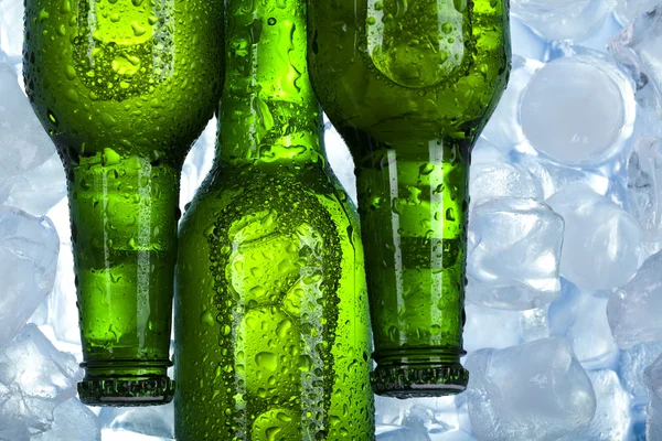 Zelená láhev piva — Stock fotografie