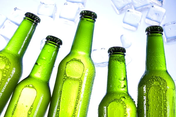 Green bottle of beer Stock Photo