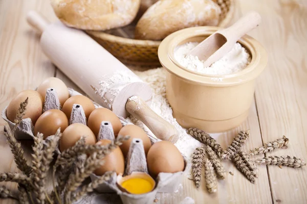 stock image Loaf of bread over background