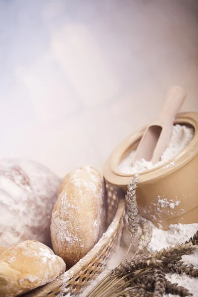 Хлеб фон, завтрак — стоковое фото
