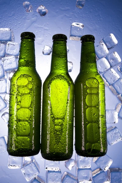 Trois bières fraîches avec glace — Photo