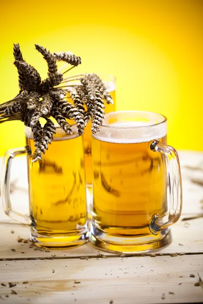 Glass of beer with grain — Stock Photo, Image