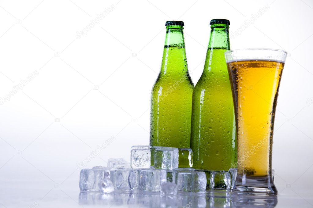 Beer bottle and glass