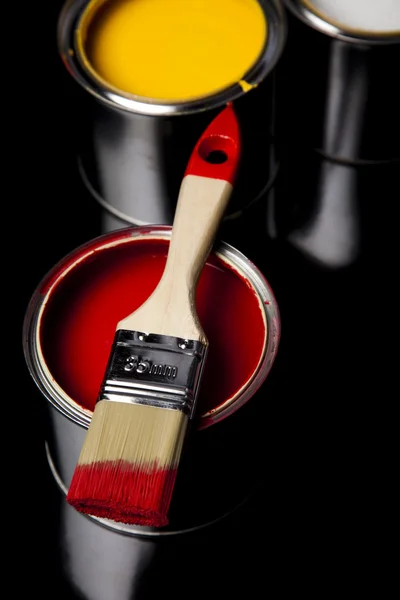 Pintura e escova, Decoração de casa — Fotografia de Stock