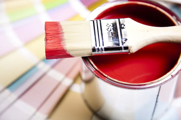 Cepillo y muestras de pintura — Foto de Stock