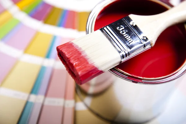 Pincel e amostras de tinta — Fotografia de Stock