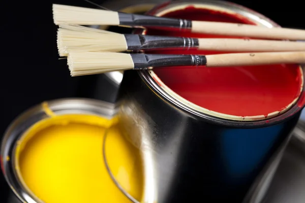 Färg och pensel — Stockfoto