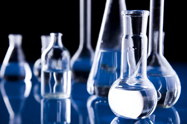Blue chemistry vials — Stock Photo, Image