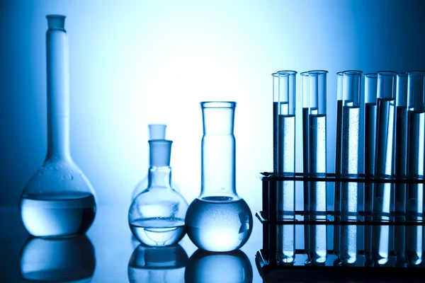 Viales de química azul — Foto de Stock