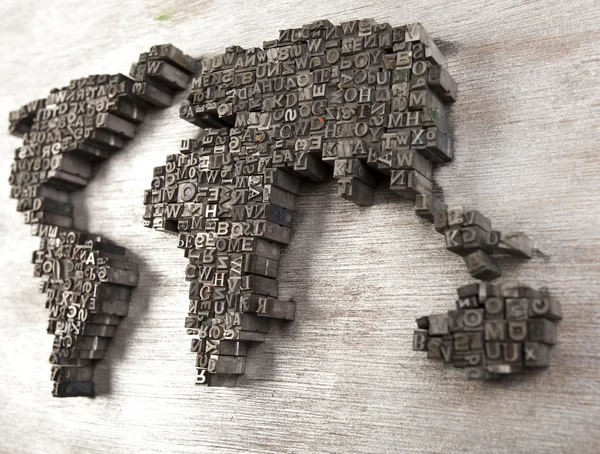 stock image World map and Printers blocks