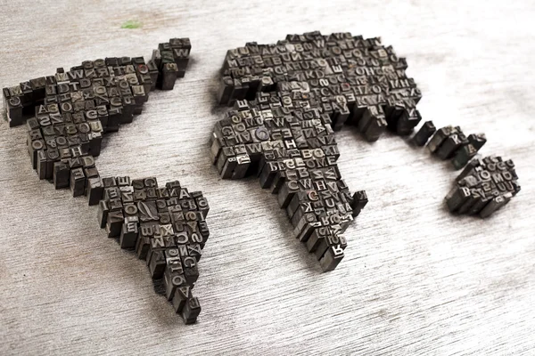Carte du monde et blocs d'imprimantes — Photo