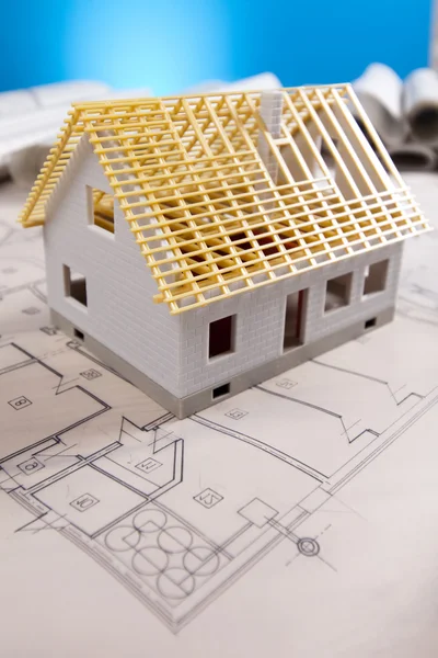 Haus auf Architekturplan — Stockfoto