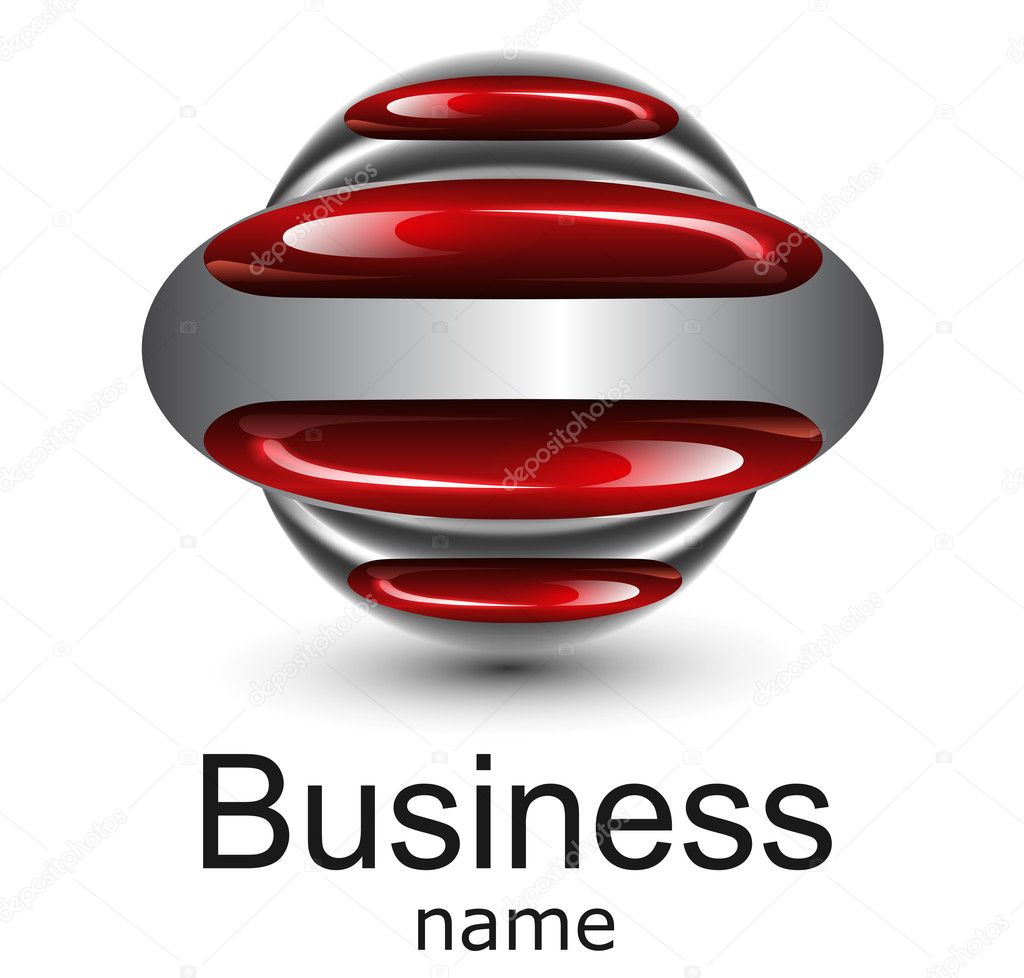 Logo business, red glossy ellipses.