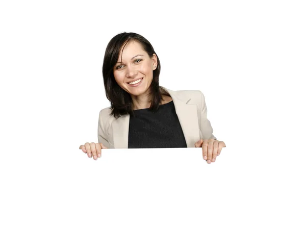 Businesswoman with a billboard — Stock Photo, Image