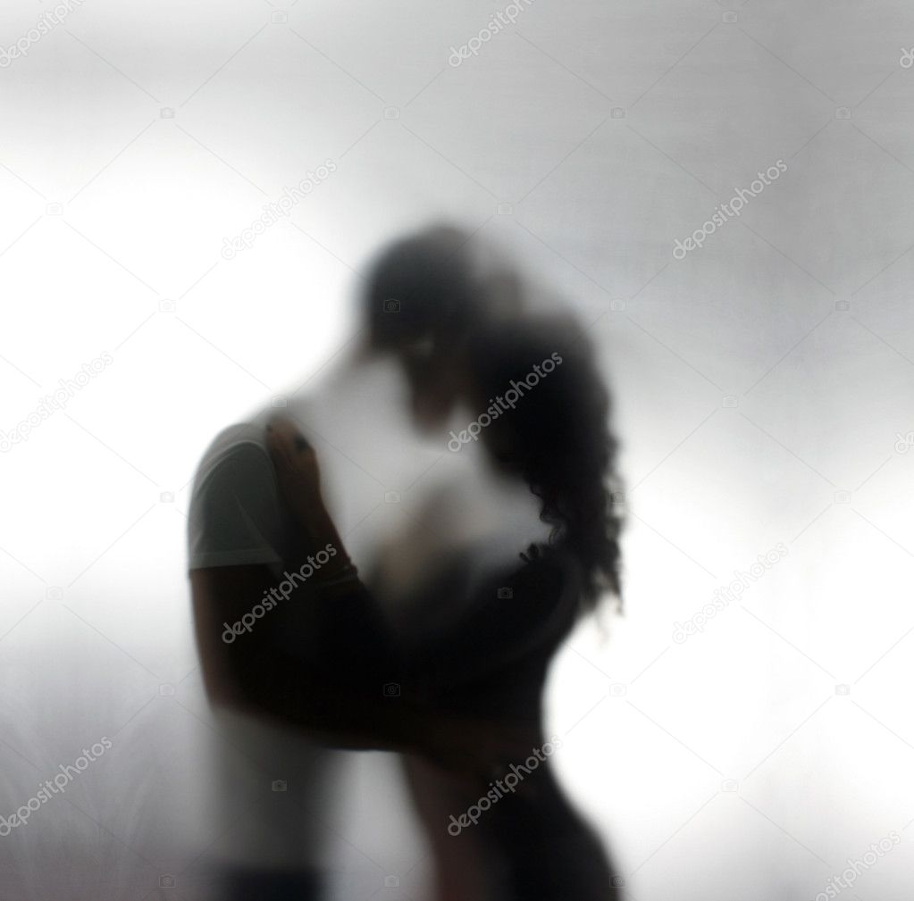 Silhouettes of a two lovers