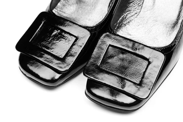 Černý stylový ženské boty — Stock fotografie