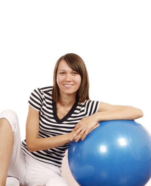Fiatal nő, gimnasztikai labda — Stock Fotó