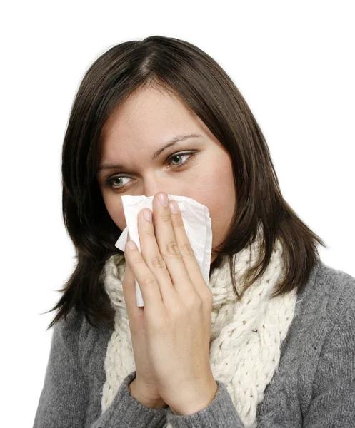 風邪をひいている女性 — ストック写真